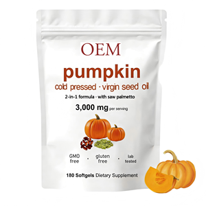 Huile <span class=keywords><strong>de</strong></span> graines <span class=keywords><strong>de</strong></span> citrouille vierge pressée à froid, antioxydant, complément alimentaire pour la pression artérielle et la santé cardiaque, capsules molles, 180 unités - Product Image 1
