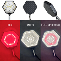 Liweida USB 6-Watt Hexagonal Dimmer LED Luz de cultivo de interior Rojo Blanco Espectro completo Maceta Lámpara de planta IP44 3/9/12H Temporizador para