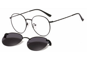 Montura de Gafas de Sol Metálicas Delgadas con <span class=keywords><strong>Clip</strong></span> Magnético Interno, <span class=keywords><strong>Lentes</strong></span> Ópticas Polarizadas de Forma Redonda, Modelo 33080 - Product Image 3