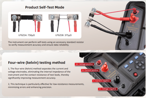 Ut625a/ut625b kháng thấp Tester các biện pháp liên lạc và vòng lặp kháng của switchgear với 100A/200A DC kiểm tra dòng trong Asia - Product Image 3