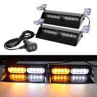 2-in-1 16 LED Auto-Blitzlicht Notfall-Warnleuchte Windschutzscheiben-Leiste 16 LEDs Rot Blau Gelb Weiß Armaturenbrett Auto-Licht