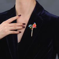 Broche de luxe en alliage style national XILIANGFEIZI, motif perroquet coloré, accessoires délicats pour oiseaux, mariage, fête des Mères