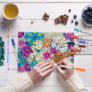 Ensemble de <span class=keywords><strong>120</strong></span> marqueurs à pointe fine pour art, calligraphie, aquarelle, feutres pour tissu, non effaçables, avec sac de rangement - Product Image 5