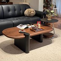 Luxuriöses und Elegantes Ovales Couchtisch-Set für Wohnzimmer im Vintage-Stil Holz-Couchtisch für Kleine Wohnungen