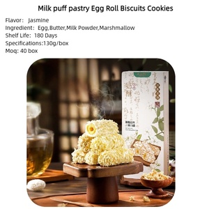 Rol telur dengan Nougat dilapisi dalam bubuk susu 130g kotak Cina biskuit manis makanan ringan makanan ringan Cina grosir rasa melati - Product Image 5