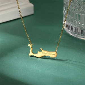 Collar con Colgante de <span class=keywords><strong>Mapa</strong></span> de las <span class=keywords><strong>Islas</strong></span> Caimán, Fabricante, Acero Inoxidable, Chapado en Oro de 18K - Product Image 5