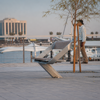 Banc d'extérieur moderne QIER en acier inoxydable écologique pour 2 personnes, pour patios, parcs et jardins - Durable et résistant à l'eau