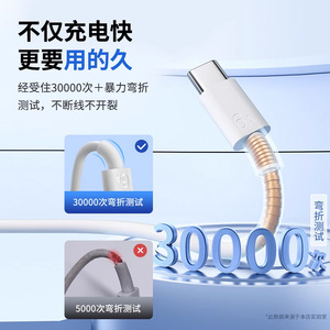 Cable de datos tipo C de 5 m con núcleo de cobre de carga rápida extendido para teléfonos Android y cámaras de vigilancia, color blanco - Product Image 1