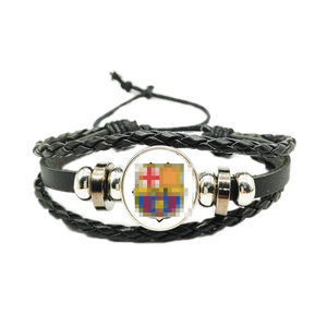 <span class=keywords><strong>UEFA</strong></span> <span class=keywords><strong>Champions</strong></span> <span class=keywords><strong>League</strong></span>, logotipo del club de fútbol europeo, pulsera de cuerda de cuero ajustable tejida con gema de tiempo - Product Image 1