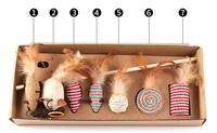 Ensemble de jouets pour chat interactif souris jouet boîte-cadeau en bois vente chaude 7 pièces chat Teaser baguette chat drôle