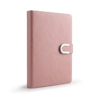 Carnet de notes portable en tissu avec couverture en cuir PU rose A5, boucle métallique, personnalisable avec logo, pour le branding d'entreprise, vente en gros