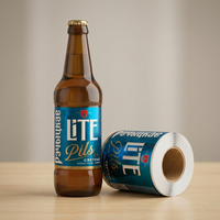 Étiquettes autocollantes en rouleau personnalisées, imprimées en couleur avec dorure à chaud, imperméables, pour emballage de bouteilles de bière avec logo privé