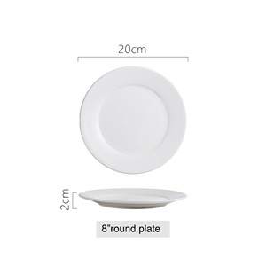Assiette en porcelaine blanche avec logo personnalisé, design luxueux, diamètre de 8 pouces, écologique, pour les fêtes, la <span class=keywords><strong>maison</strong></span>, les restaurants/hôtels - Product Image 4