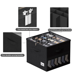 12 حزمة تصميم جديد صندوق الأحذية القماش مع غطاء مرئي وسحاب سلس - Product Image 3