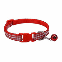 Collier pour chat en tissu écossais réglable en gros, accessoires décontractés pour animaux de compagnie, collier à clochette pour animaux de petite et moyenne taille