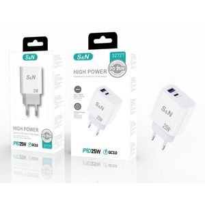 ที่ชาร์จเร็ว S&N 25W PD พร้อมพอร์ต USB C สำหรับโทรศัพท์ แท็บเล็ต แล็ปท็อป - Product Image 1