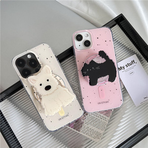IVANHOE adecuado para iPhone 16 15 14 13 12 Pro coreano lindo 3D primavera perro titular inalámbrico carga teléfono caso - Product Image 3