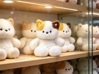 Peluche chat calico, jouet en peluche doux et moelleux, poupée chaton pour la décoration de la chambre et de la maison