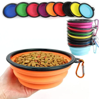 Bol pliable en silicone avec logo personnalisé en usine avec couvercles Lot de 2 bols de voyage portables pour chien bol pliable portable pour animaux de compagnie