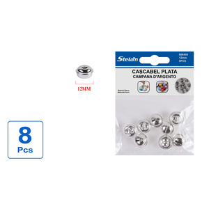 Set di 8 12mm argento campane rotonde per l'artigianato e decorazioni - Product Image 1