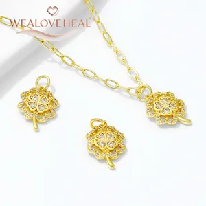 Ciondoli piccoli in ottone placcato oro 18 carati con zirconi cubici a forma di fiore/infinito/cuore/farfalla/faccina felice, forniture fai da te per la creazione di gioielli - Product Image 4