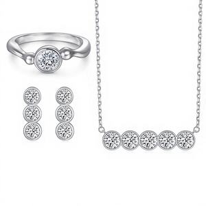 Ensemble de bijoux tendance en argent sterling 925 trois pièces avec zircon pour femme - Cadeau de mariage, de fiançailles et bijoux de fête - Product Image 1