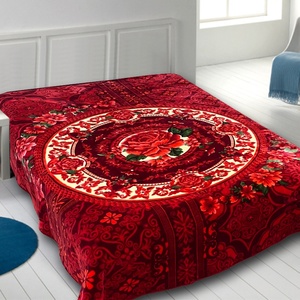 ผ้าห่มขนมิงค์เกาหลีพิมพ์ลายดอกไม้ผ้าโพลีเอสเตอร์2ply หรูหราสำหรับบ้านในโรงแรมสไตล์ใหม่ - Product Image 1