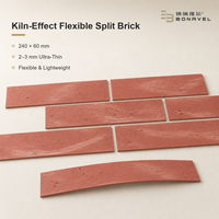 Revêtement mural en briques de terre cuite ultra-minces et flexibles, fabriquées au four, couleur rouge, usine OEM pour revêtement de façade extérieur et intérieur