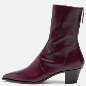 Women's Medium Square Heels Ankles Boots Wide Feet Big Size 45 Shoes Pointed Toe Back Zipper Solid Short <b>Booties</b> - Product Image 1