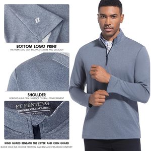 Custom Quarter Zip Golf <b>Pullover</b> <b>Men</b> Dry Fit Long Sleeve Moisture Wicking Mock Neck 1/4 Zip Sweatshirt - Product Image 4