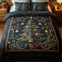Ensemble de literie de Noël 3 pièces, ensemble de couette matelassée imprimée en 3D, taille Queen King, bonhomme de neige, sapin de Noël, microfibre