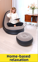 Canapé-lit flocage gonflable pliable portable-Repose-pieds de salon étanche pour salon, camping en plein air, voyage