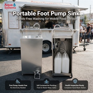 Évier portable sans plomberie, eau chaude et froide, évier de cuisine en acier inoxydable, évier de cuisine extérieur, lavabo - Product Image 1
