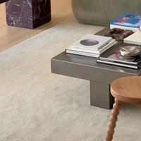 Table basse en acier inoxydable de style italien, table d'appoint rectangulaire en métal brossé mat pour salon
