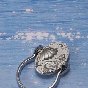 Colección Primavera-Verano: Anillo de oro blanco de 18 quilates de <span class=keywords><strong>plata</strong></span> sirena de doble cara: único, lujo ligero, elegancia ele - Product Image 6