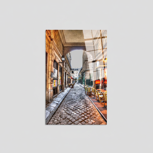 Paris Street Canvas Art: Romantic Cobblestone Alley Print,TEMPERED GLASS ART - Product Image 2