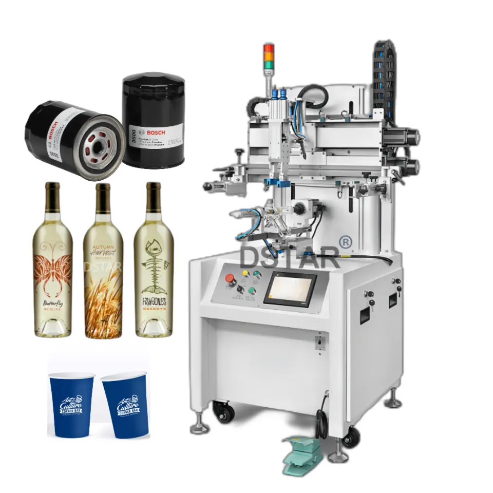 DX-SP400フルサーボマルチカラーボトルスクリーン印刷機、カラーポジショニングセンサーカップシルクスクリーンプリンター、PLC付き