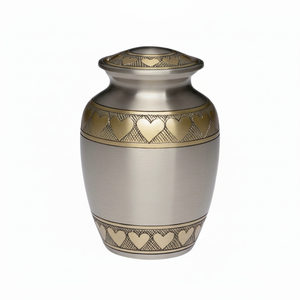 Urnas de cremación de latón grabadas en forma de corazón, urna para cenizas grabada de recuerdo para humanos, suministros funerarios, urna para adultos - Product Image 1