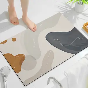Diatomite tapete de banho de pedra, tapete de secagem rápida para banheiro com diatomite