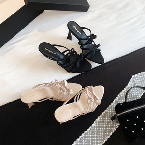 Sandalias Casuales de Mujer para Todo el Día, Cómodas, con Doble Lazo, Estilo <span class=keywords><strong>Coqueta</strong></span>, Románticas, con Tacón de Copa, Versátiles - Product Image 3