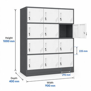 Armoire à casiers en acier à 12 portes pour le bureau, l'école, la salle de sport, le personnel, avec des compartiments sécurisés verrouillables et un design moderne - Product Image 2