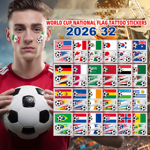 2026 pour le marché international, tatouage facial patriotique de football pour événements, imprimé par transfert d'eau avec motif drapeau national, écologique - Product Image 1