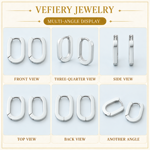 ต่างหูห่วงเงินขายส่ง สแตนเลสสตีลเรียบง่าย - Product Image 3