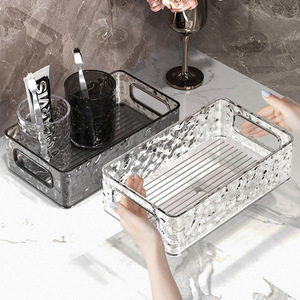 Transparent Glacier Pattern Storage Box Rectangular Plastic Desktop Cosmetic Organizer Living Room Organizer No Lid 45L - Product Image 1