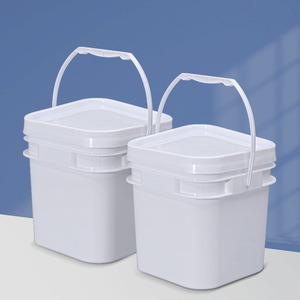 Nhiệm Vụ Nặng Nề <span class=keywords><strong>8L</strong></span> 10L 20L Cổ Rộng Màu Trắng Vuông Nhựa Xô Với Nắp Xử Lý Cho Sơn Thực Phẩm Shea Bơ Nước Sốt Bao Bì Hộp - Product Image 1