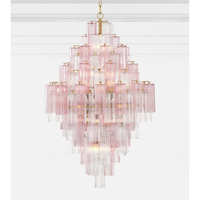 Lustre vintage de luxe à hauteur réglable pour plafonds hauts, tubes en verre de Murano couleur cognac fumé, idéal pour hôtels, villas, escaliers et halls d'entrée.