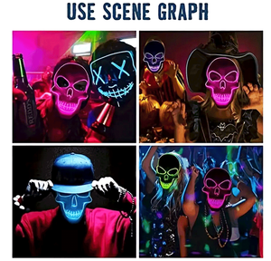 <span class=keywords><strong>Masque</strong></span> en <span class=keywords><strong>tissu</strong></span> Flash LED personnalisé pour les fêtes d'Halloween Cosplay Mascarade en plastique Décoration de visage pour Halloween Cosplay - Product Image 3