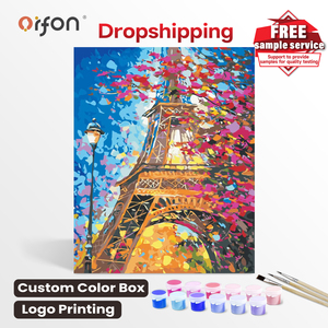 Peinture par numéros Orfon, écologique, peinture à l'huile numérique, Tour Eiffel, <span class=keywords><strong>Paris</strong></span>, France, style américain, toile acrylique, vente pour enfants - Product Image 1