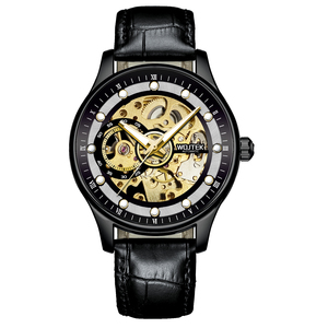 <span class=keywords><strong>Orologio</strong></span> Meccanico Automatico da Uomo <span class=keywords><strong>con</strong></span> Movimento a Vista Scheletrato <span class=keywords><strong>Oro</strong></span>, <span class=keywords><strong>Cinturino</strong></span> in Vera <span class=keywords><strong>Pelle</strong></span> e Personalizzazione Accettata, Idea Regalo - Product Image 4