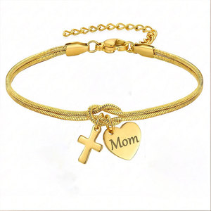 Wholesale 316L Stainless Steel 14k 18k Gold Plated Fashion <b>Bracelets</b> & <b>Bangles</b> Mama Mom Mother Charm <b>Bracelet</b> for Mom Mama - Product Image 3